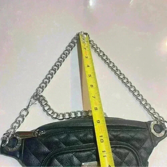 STEVE MADDEN BLACK SILVER CHAIN FANNY  PACK - Picture 10 of 11
